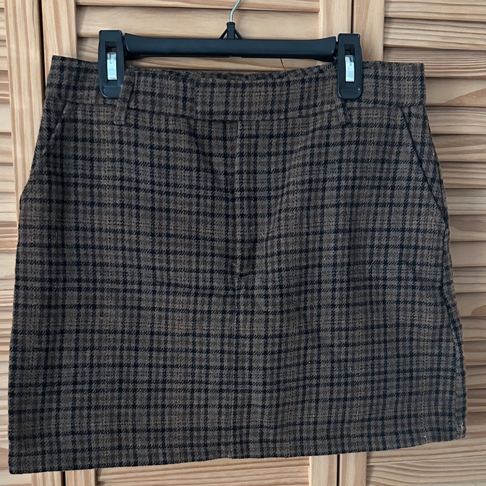 Workshop Republic Clothing Checkered Brown Mini Skirt